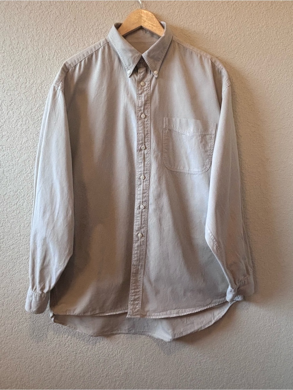 Evergreen Men's Button-Down Long Sleeve Chino Shirt in Beige Large